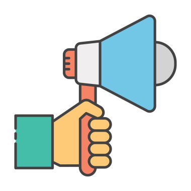 Terfi aracı, düz biçimli megafon simgesi