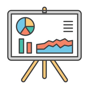 Düz tasarımlı iş sunumu simgesi vektörü 