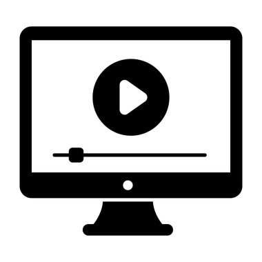 Video akışı, çevrimiçi video simgesini katı vektör biçiminde izlemek 