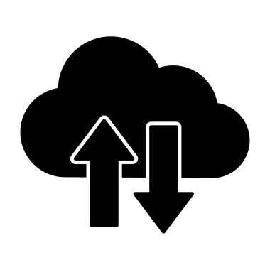 Bulut hesaplama kavramı, bulut aktarım simgesi katı tasarım.