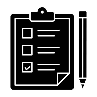 Katı tasarım ile görev listesi yazma simgesini tasvir eden kalem listesi 