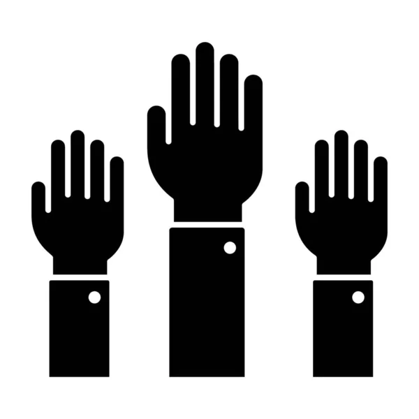 Mãos Gesto Mão Levantada Design Vetor Sólido — Vetor de Stock