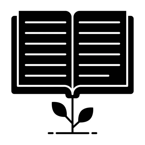 Buch Mit Pflanze Als Symbol Für Bildungswachstum Solidem Design — Stockvektor