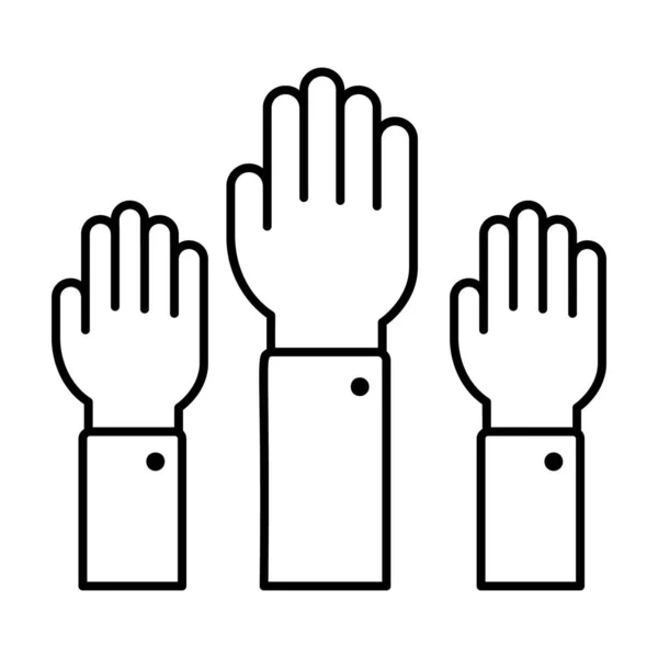 Mãos Gesto Mão Levantada Linha Vetor Design —  Vetores de Stock