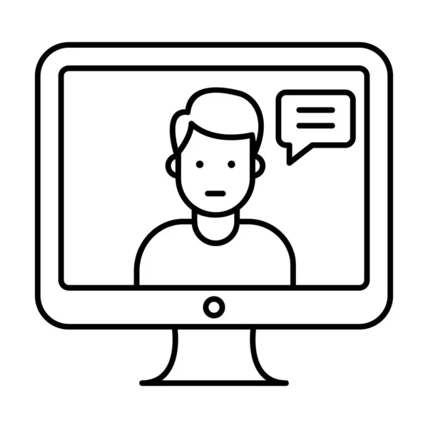 Live Kommunikation Video Chat Symbol Zeilendesign — Stockvektor