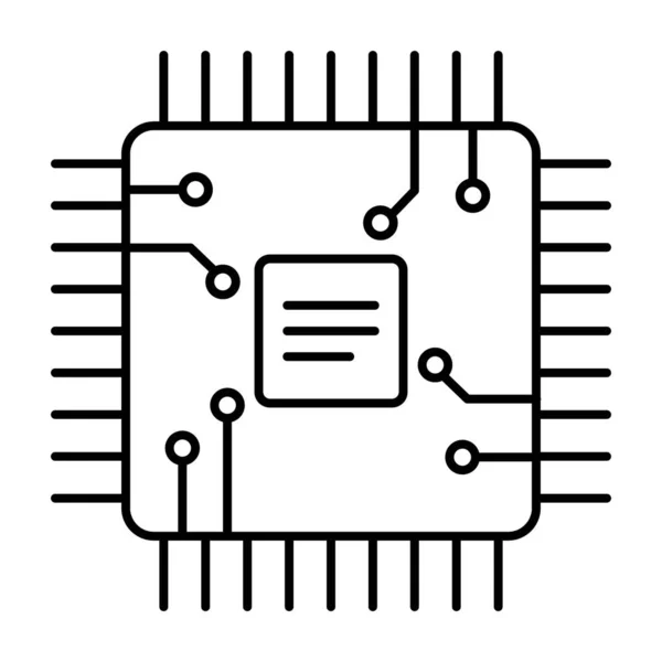 Microprocesseur Icône Matérielle Dans Conception Ligne — Image vectorielle