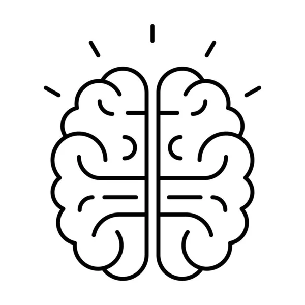 Poder Intelectual Del Cerebro Icono Brillante Del Cerebro Diseño Línea — Vector de stock