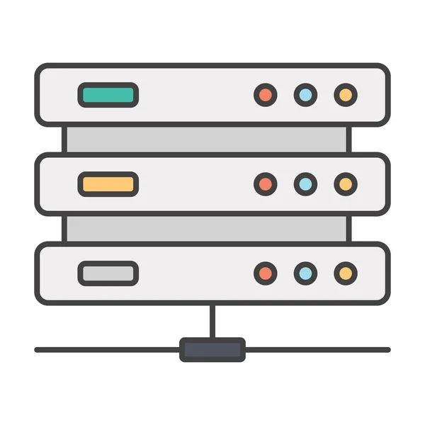 Alojamiento Datos Conectado Diseño Vectores Planos Del Icono Del Servidor — Vector de stock