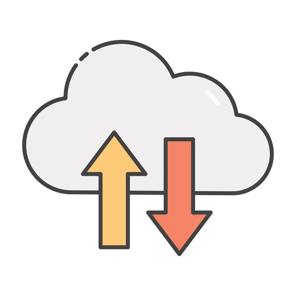 Concept Cloud Computing Icône Transfert Cloud Dans Design Plat — Image vectorielle