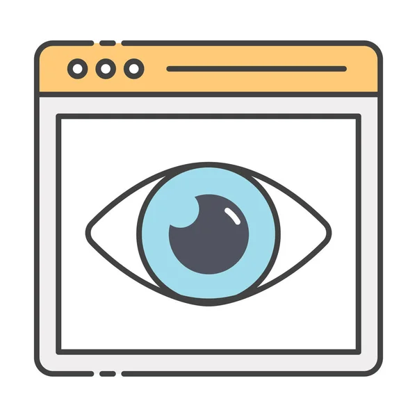 Web Eye Monitoring Icoon Plat Ontwerp — Stockvector
