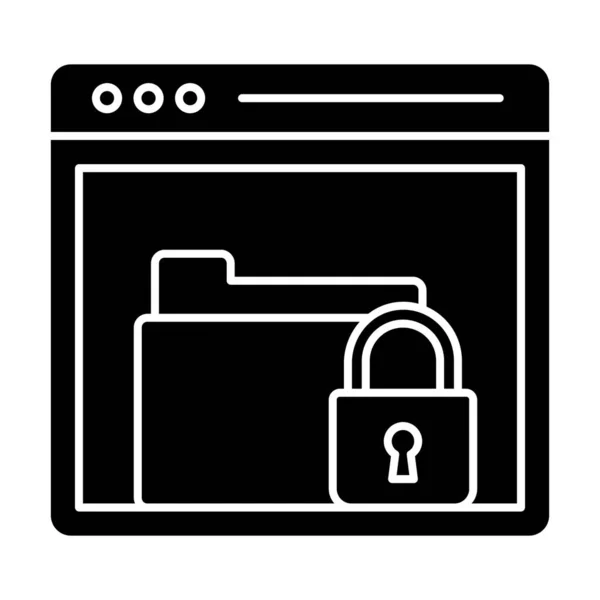 Secure Data Website Locked Folder Icon Solid — Stock Vector