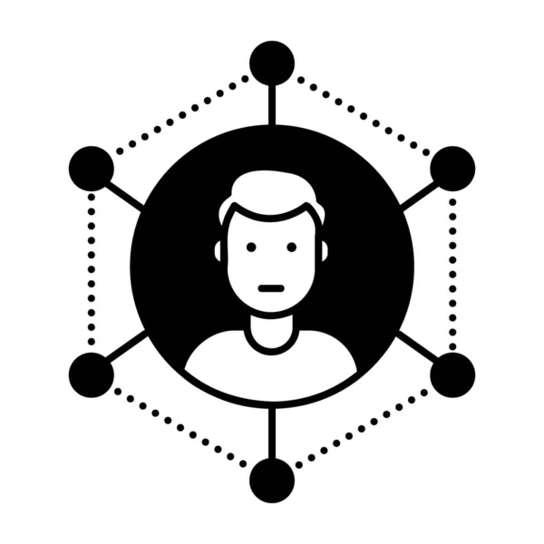 Person Avatar Different Nodes User Network Icon Solid Design — Stock Vector