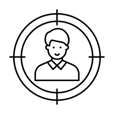 Kişiye odaklan, kafa avlama simgesi çizgi tasarım vektörü 