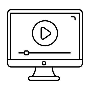 Satır vektör biçiminde video akışı, çevrimiçi video simgesi izlemek 