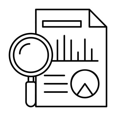 İş veri denetim raporu, satır tasarım tarzında iş analiz simgesi 