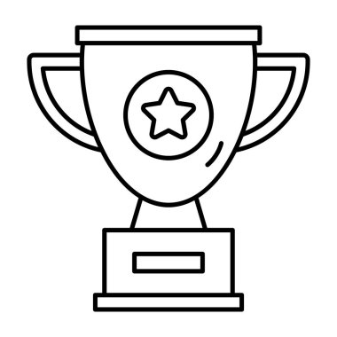 Galibiyet ödülü, yıldız kupa vektör çizgisi tasarımı 