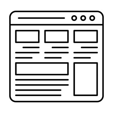 Web kablo arayüzü, satır vektör tasarımında web düzeni simgesi.