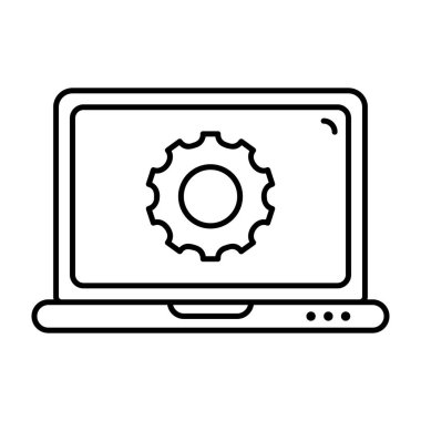 Makine yapılandırması, dizüstü bilgisayar ayarı simgesi satır tasarımında 