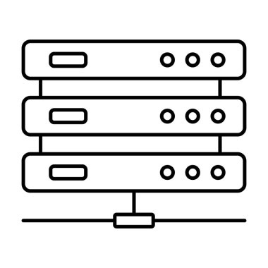 Veritabanı sunucu simgesinin bağlı veri sunucusu, satır vektör tasarımı.