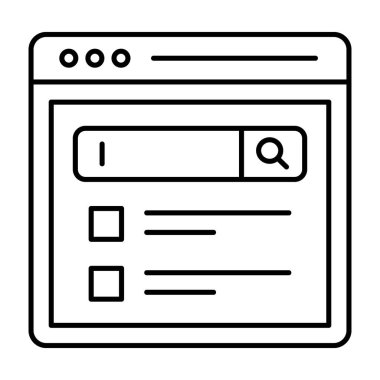 Tarayıcı İnternet arama çubuğu, arama çubuğu simgesinin satır tasarımı.