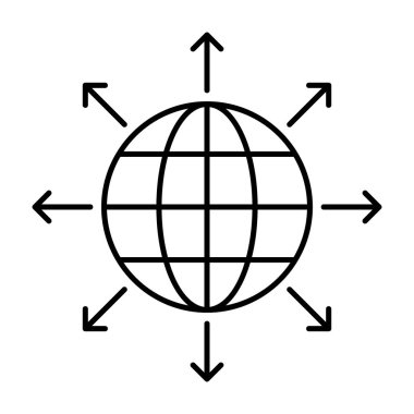 Küresel ağ simgesini çizgi vektör tasarımı.