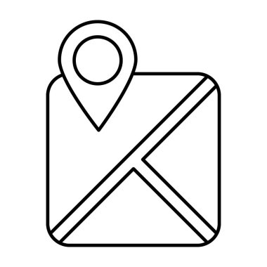 Kağıt harita işaretleyici, satır vektör tasarımında harita konumu simgesi 