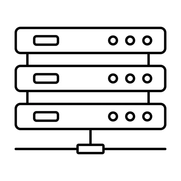 Hébergement Données Connecté Conception Vectorielle Ligne Icône Serveur Base Données — Image vectorielle