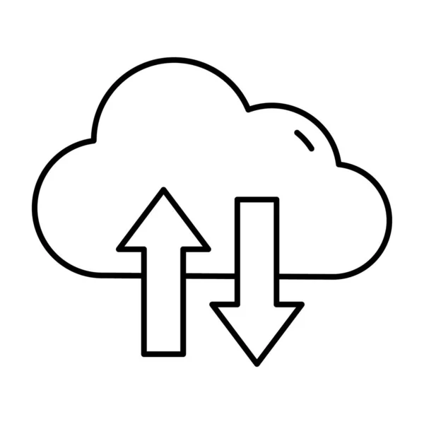 Cloud Computing Konzept Cloud Transfer Symbol Liniendesign — Stockvektor
