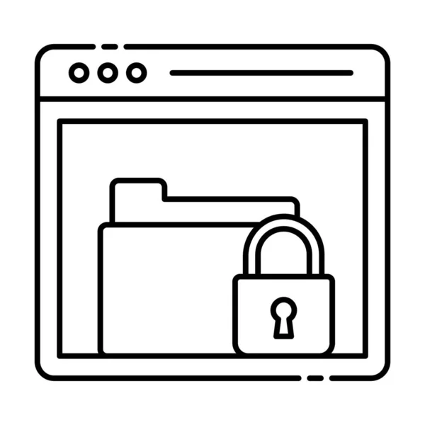 Sitio Web Datos Seguros Icono Carpeta Bloqueada Línea — Archivo Imágenes Vectoriales