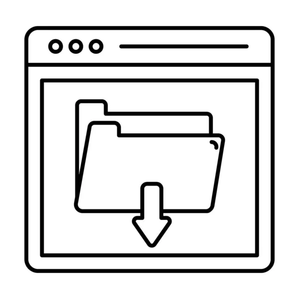 Konsep Transmisi Data Desain Baris Unduh Ikon Folder - Stok Vektor