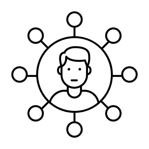 Person Avatar Different Nodes User Network Icon Line Design — Stock Vector