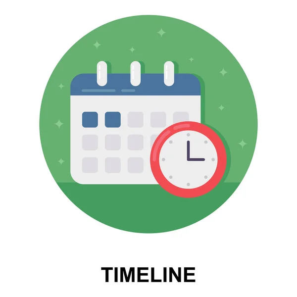 Calendario Con Reloj Línea Tiempo Icono Estilo Plano — Vector de stock