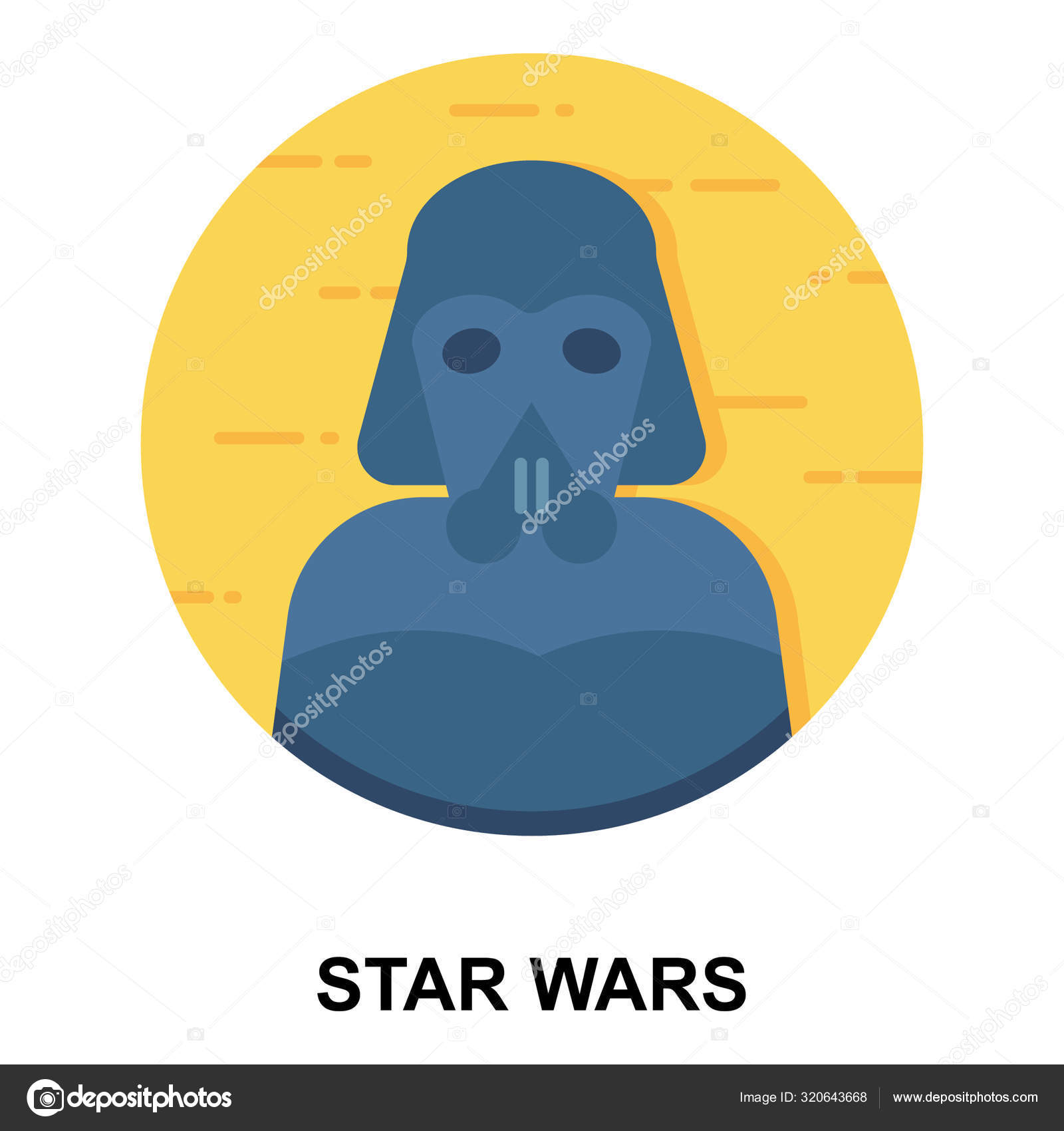 Darth Vader Star Wars Icon Flat Design Editable Vector Stock Vector