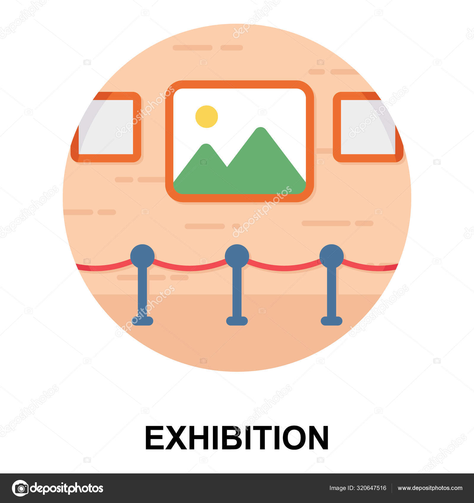 Art Gallery Exhibition Icon Flat Style Editable Vector Stock Vector
