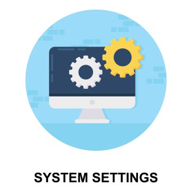 Monitörlü vites, sistem ayarı simgesi düz tasarımı.