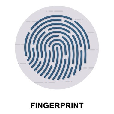 Parmak izi, biyometrik tanımlama simgesi, düz vektör.