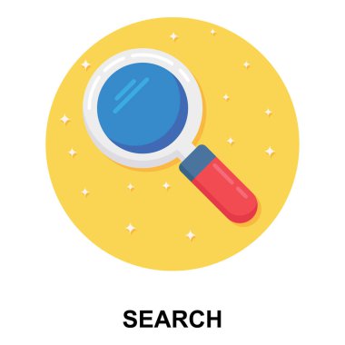 Büyüteç, düz tasarımda arama konsepti simgesi.