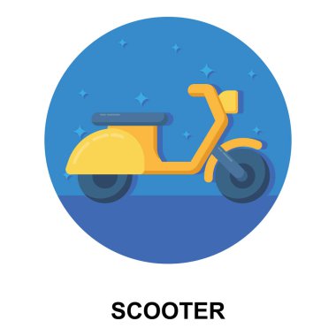 İki tekerlekli aracın simgesi, scooter vektörü düz stil 