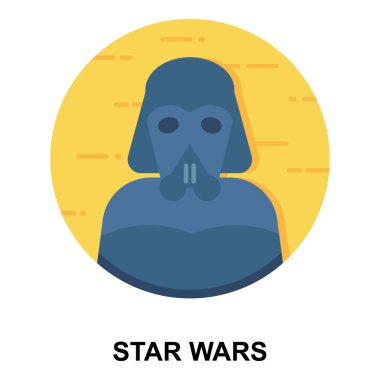 Darth Vader, yıldız savaşları ikonu düz dizayn, düzenlenebilir vektör.