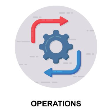 Okları değiş tokuş eden vites, düz vektör simgesi.