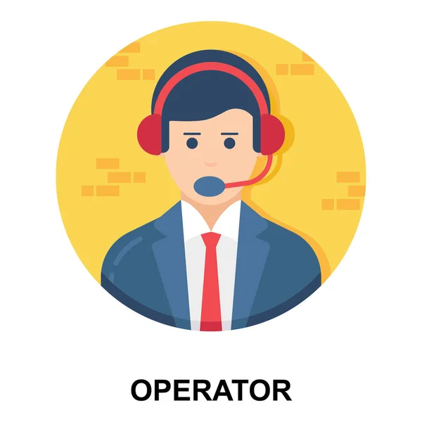 Avatar Usando Fone Ouvido Com Alto Falante Ícone Operador Masculino — Vetor de Stock