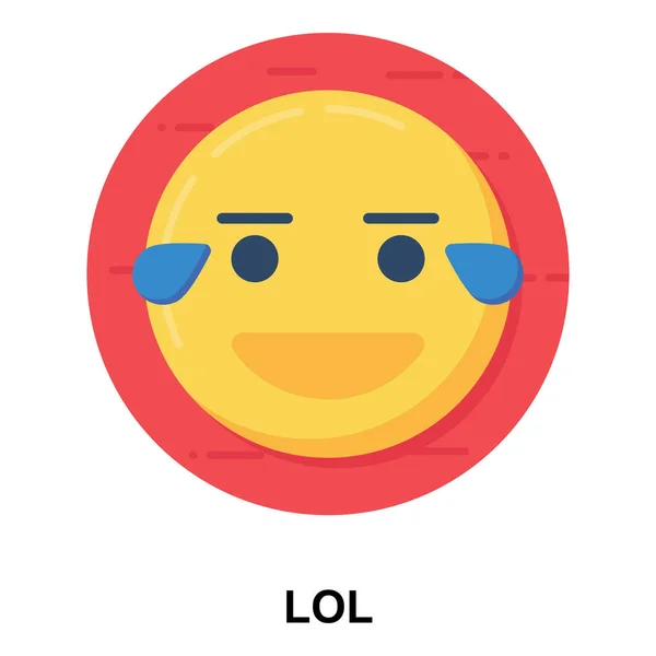 Gözyaşlarıyla Mutlu Yüz Düz Stil Ile Lol Emoji Simgesi — Stok Vektör