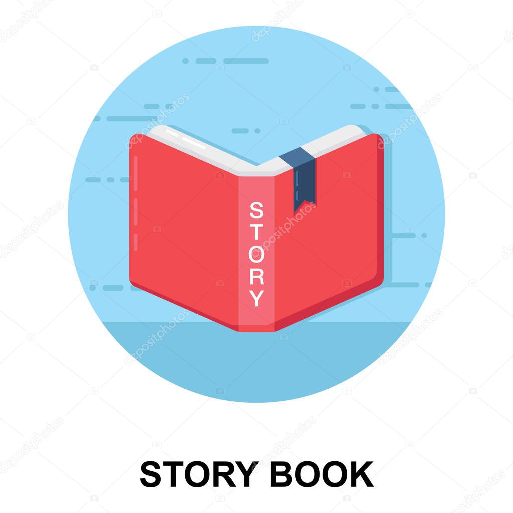 Open book, story time, storybook icon flat vector.