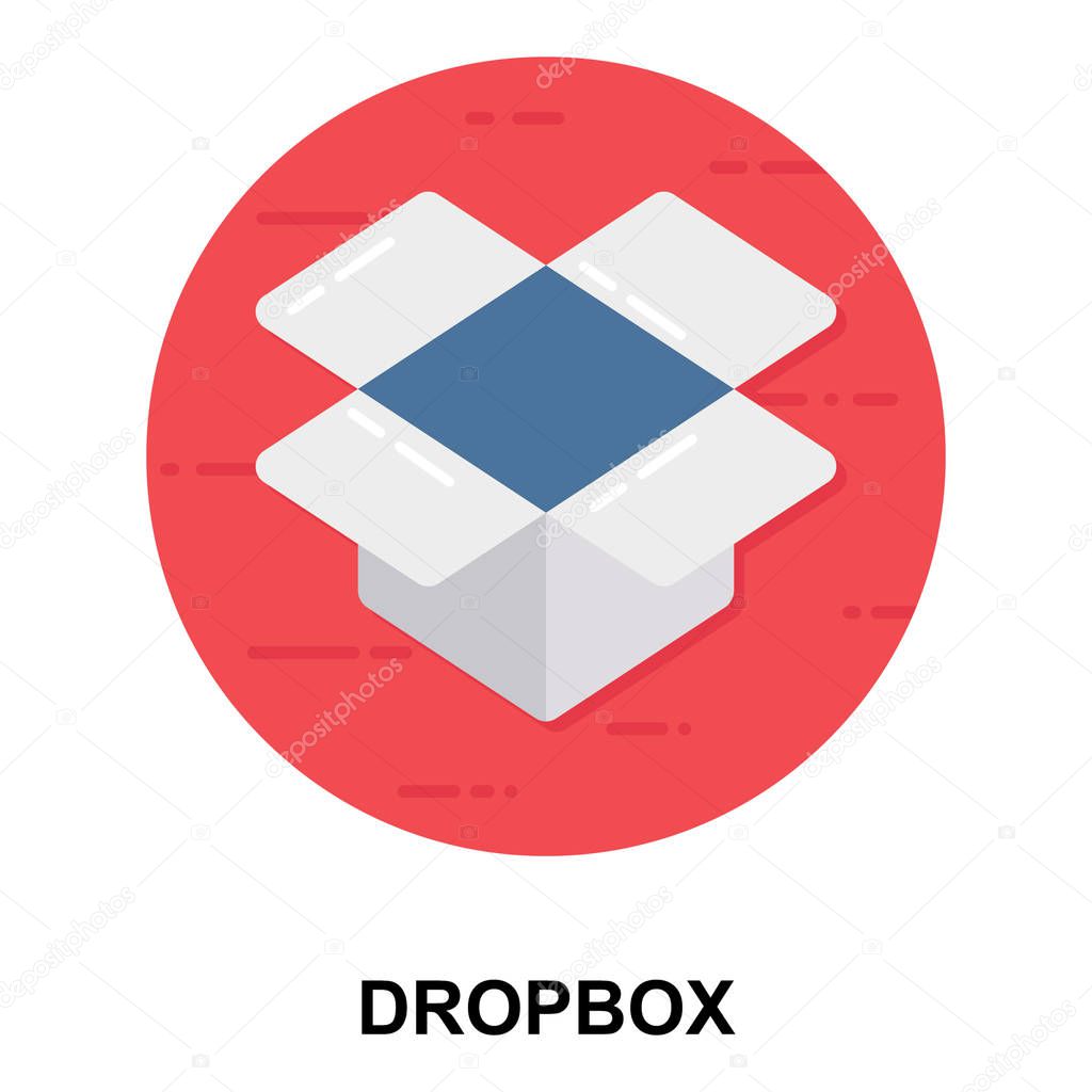 Flat vector design of dropbox, file hosting service