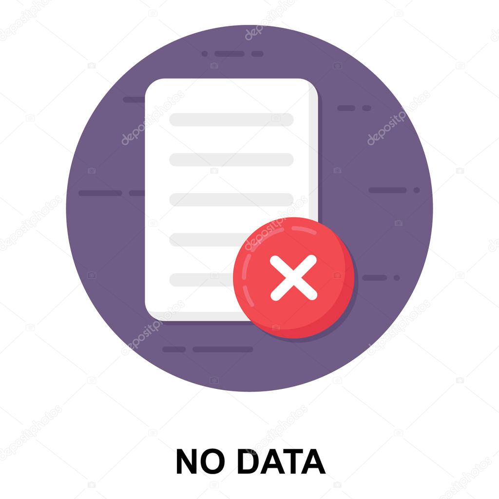 Document With Cross Sign Under Magnifier No Data Icon In Flat Design Premium Vector In Adobe Illustrator Ai Ai Format Encapsulated Postscript Eps Eps Format