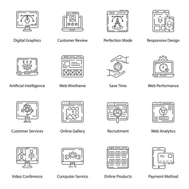 Web ve Grafik Tasarımları Satır Vektörleri Paketi 