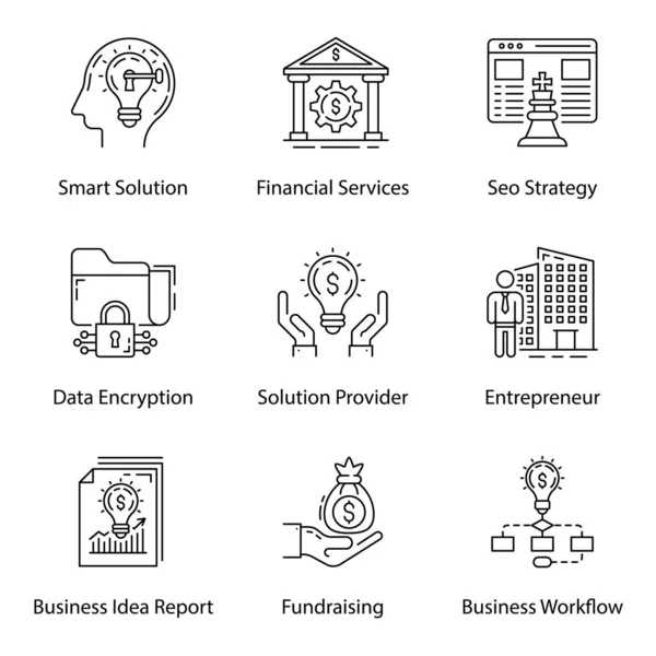 Paquete Vectores Línea Ideas Negocio — Archivo Imágenes Vectoriales