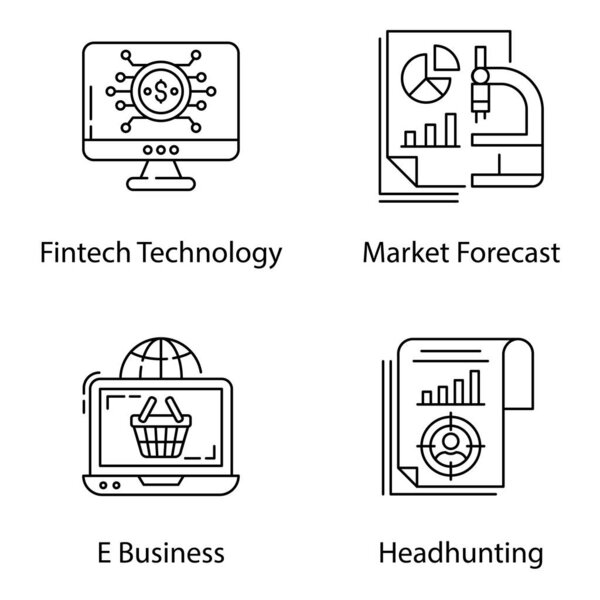 Financial Technology Line Vector Pack 