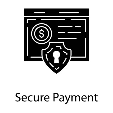 Güvenli ödeme web sitesi glyph simgesi 
