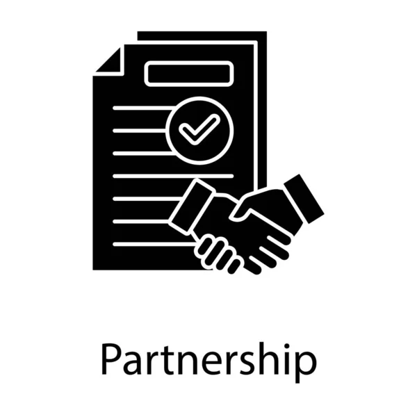 Ikona Glyfa Dokumentu Obchodního Partnerství — Stockový vektor